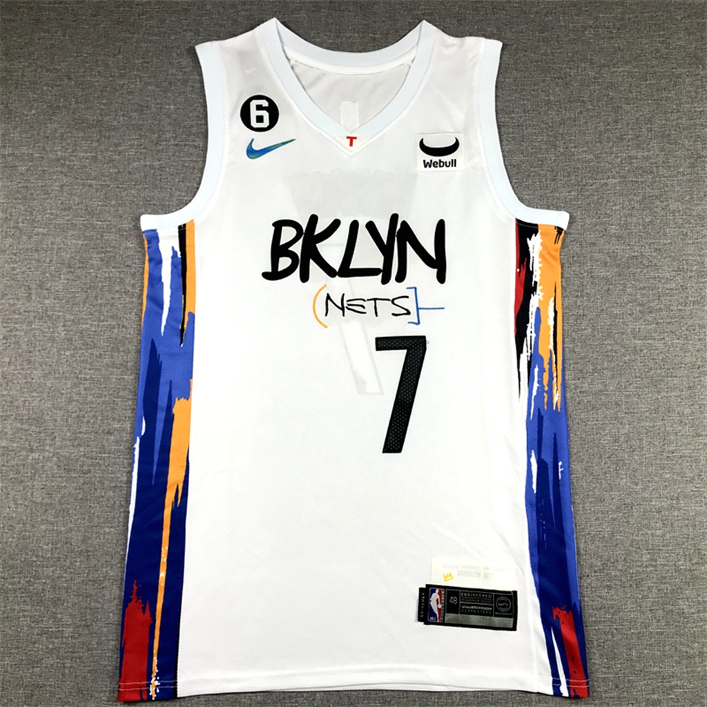 Camisa Masculina 2023 Brooklyn Nets Kevin Durant White Graffiti De Basquetebol Player Jersey