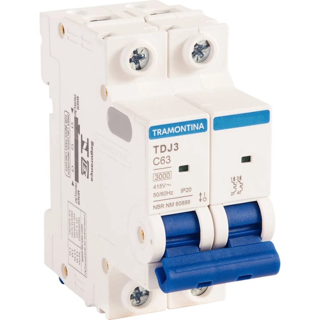 Minidisjuntor Tdj3-2C63 2P 63A 3Ka Tramontina