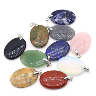 Ágatas De Pedra Natural Pingente Oval Forma Lapis lazuli Black Onyx for Jewelry Making DIY Women Trendy Necklace Gifts