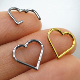 G23 Anéis De Perfuração De Titânio Nariz Coração Brincos Daith Helix Hinged Conch Cartilagem De Orelha Jóias De Corpo Para Mulheres 16G