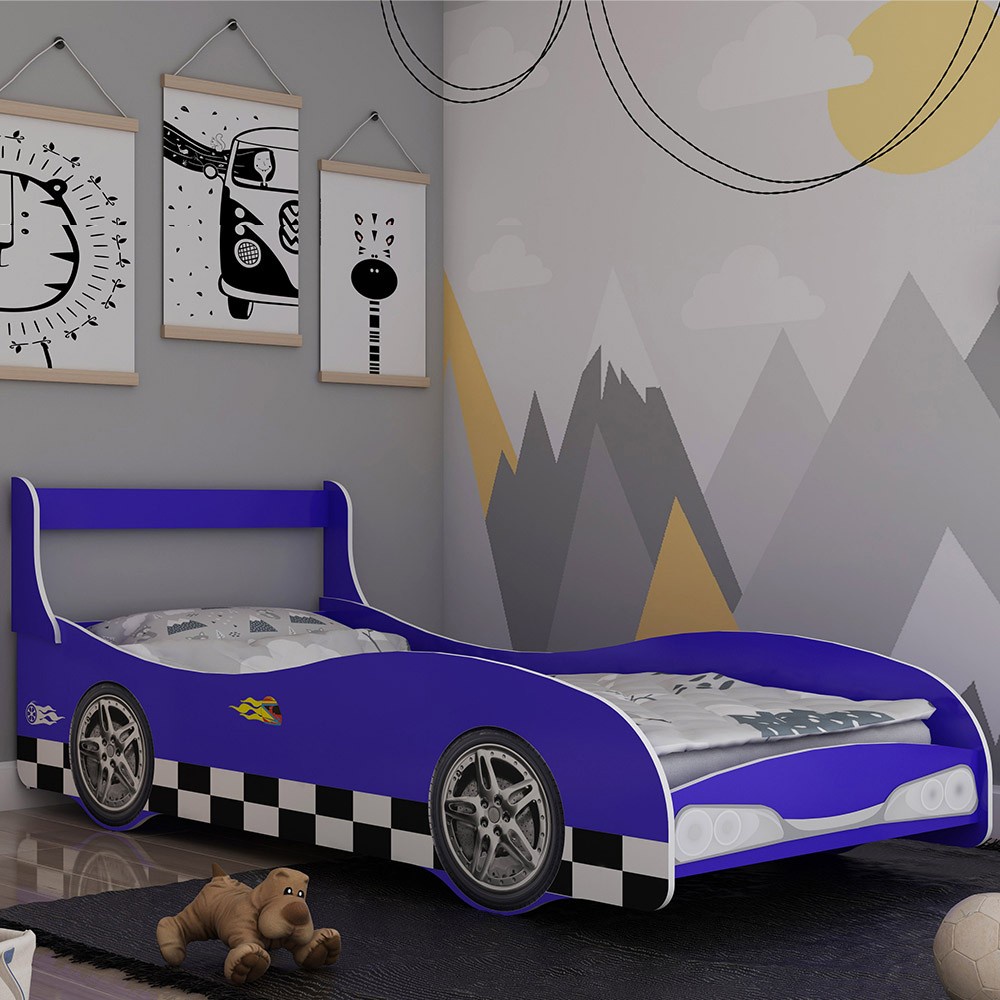 Cama Infantil Carro Rally 090 Azul - Gelius	 - Home & Living