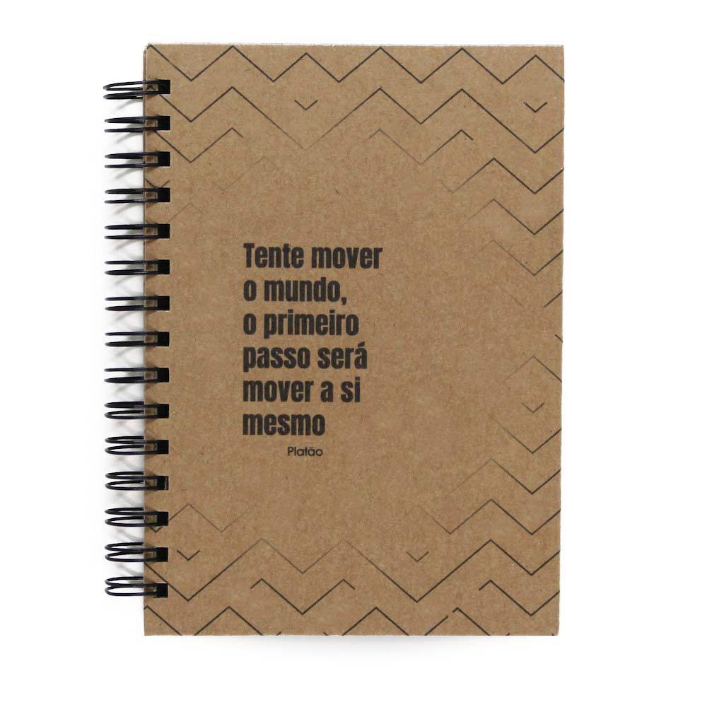 Caderno Platão Capa Dura "Tente Mover o Mundo" 125 Folhas, Miolo Com Citações, Tamanho A5