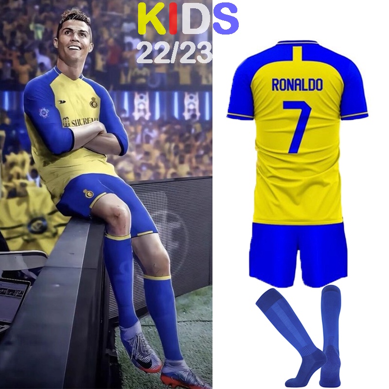 Ronaldo Camisa De Futebol Para Crianças 2022-2023 Al Nassr FC Uniforme Da Equipe 22/23 Criança Esportes Jersey CR7 Alta Qualidade