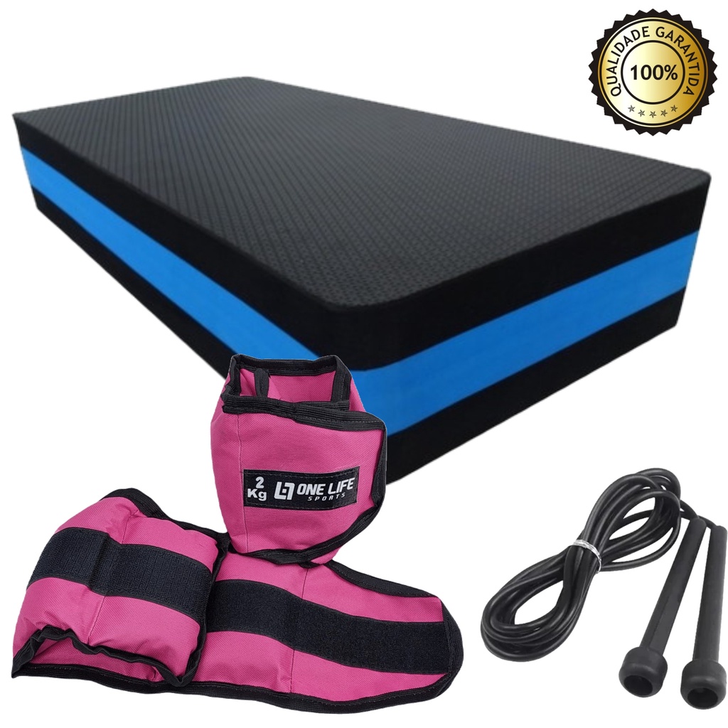 Kit P/ Treino Funcional Corda de pular+ Caneleira 2kg + Step