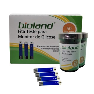 Fita teste reagente p/ monitor de glicose e glicosímetro G500 BIOLAND - caixa c/ 50 unidades de tiras