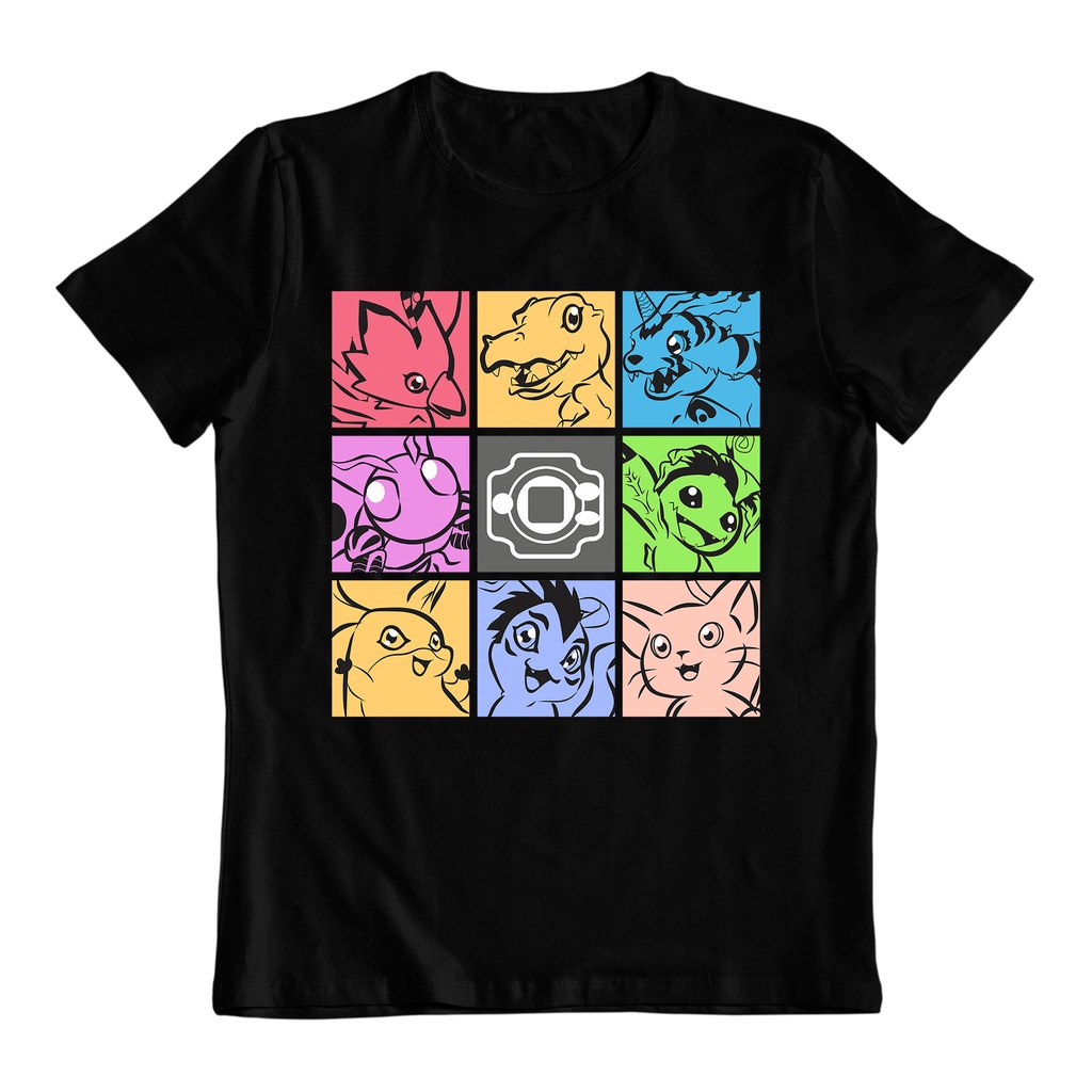 Camiseta Básica Digimons Clássicos Digivice em Oferta na Shopee