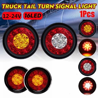 BUJ 4 " Vermelho Redondo/Âmbar 16-LED Caminhão Trailer Stop Luzes Traseiras De Sinalização Fs