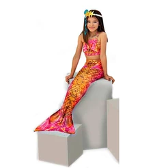 Cauda de Sereia Infantil Laranja Fantasia Sereia Oceane Com Top