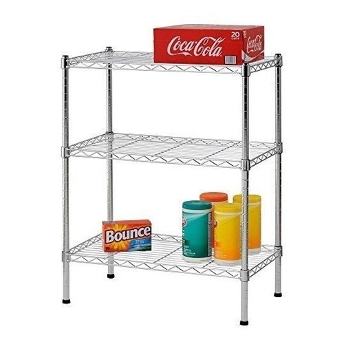 Estante Aço 3 Prateleiras Cromada 90 Cm C Rodinha Giratoria