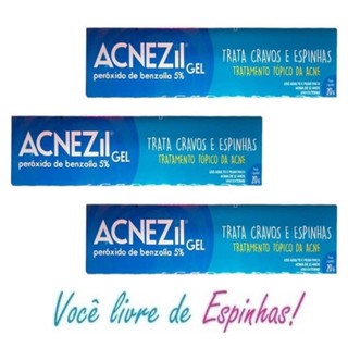 Kit 3 Acnezil Gel Peroxido de Benzoila 5% tratamento p Acne