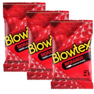 Kit 3 Pacotes Preservativo Blowtex Morango C/ 3 Unidades Cada