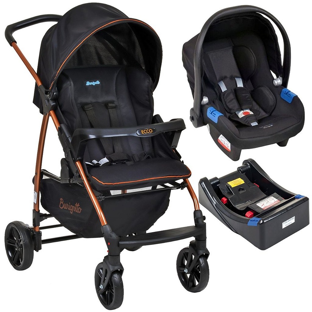Carrinho com Bebe Conforto Base Burigotto Ecco Preto Bronze em Oferta na Shopee