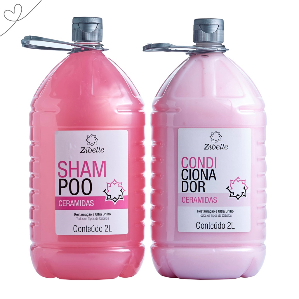 Kit Salão de Beleza Shampoo + Condicionador Ceramidas 2l Zibelle em Oferta na Shopee