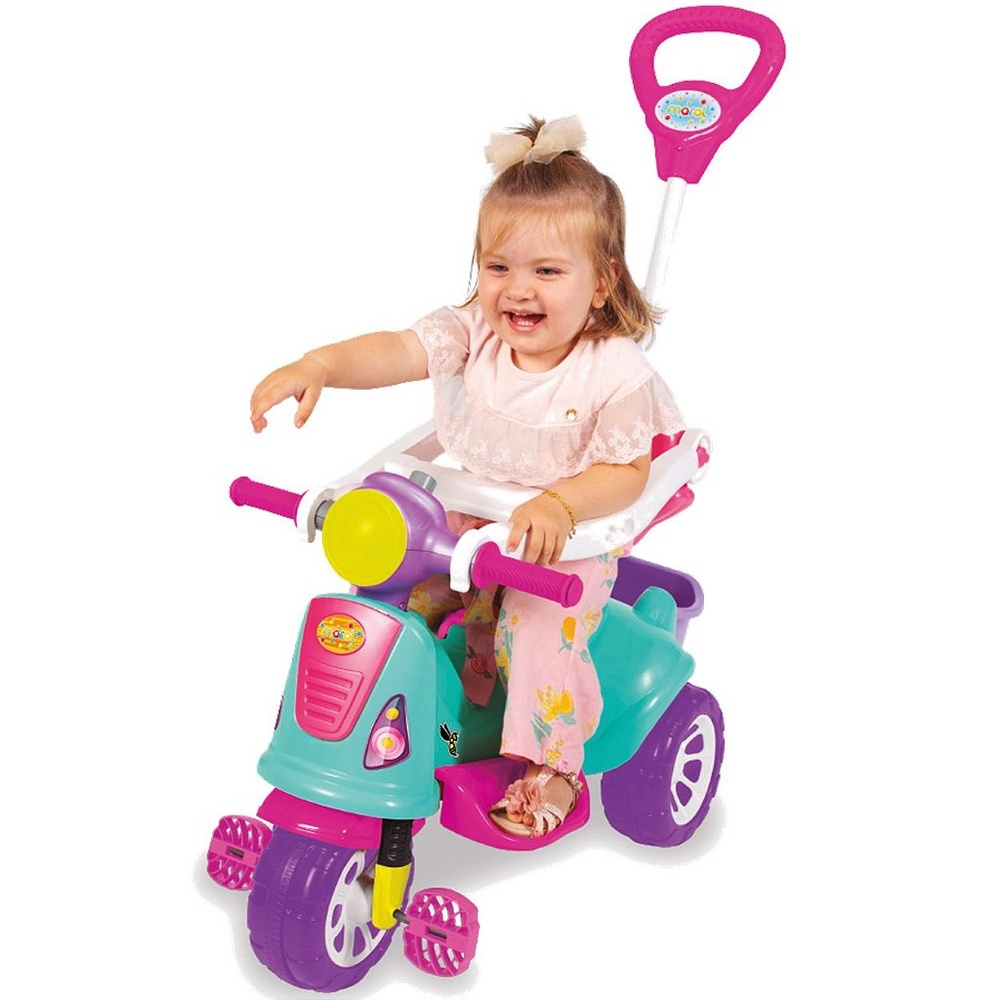Carrinho de Passeio e Pedal Maral Moto Triciclo Avespa Pink em Oferta na Shopee