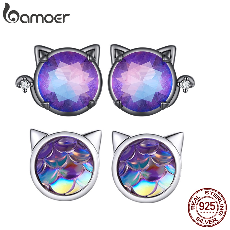 Bamoer Prata Esterlina 925 Brincos De Engraçado Gato Da Moda Para Mulheres E Estudantes em Oferta na Shopee