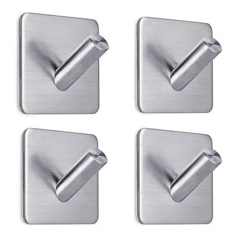 Kit 4 Ganchos Adesivo Parede Inox Pendurar Toalhas Roupas em Oferta na Shopee