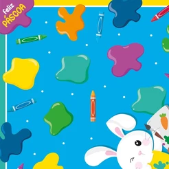Saco Express 24x24cm para Ovos de 100g a 150g - Pintura Azul - 5 unidades - Cromus Páscoa - Rizzo Distribuidora