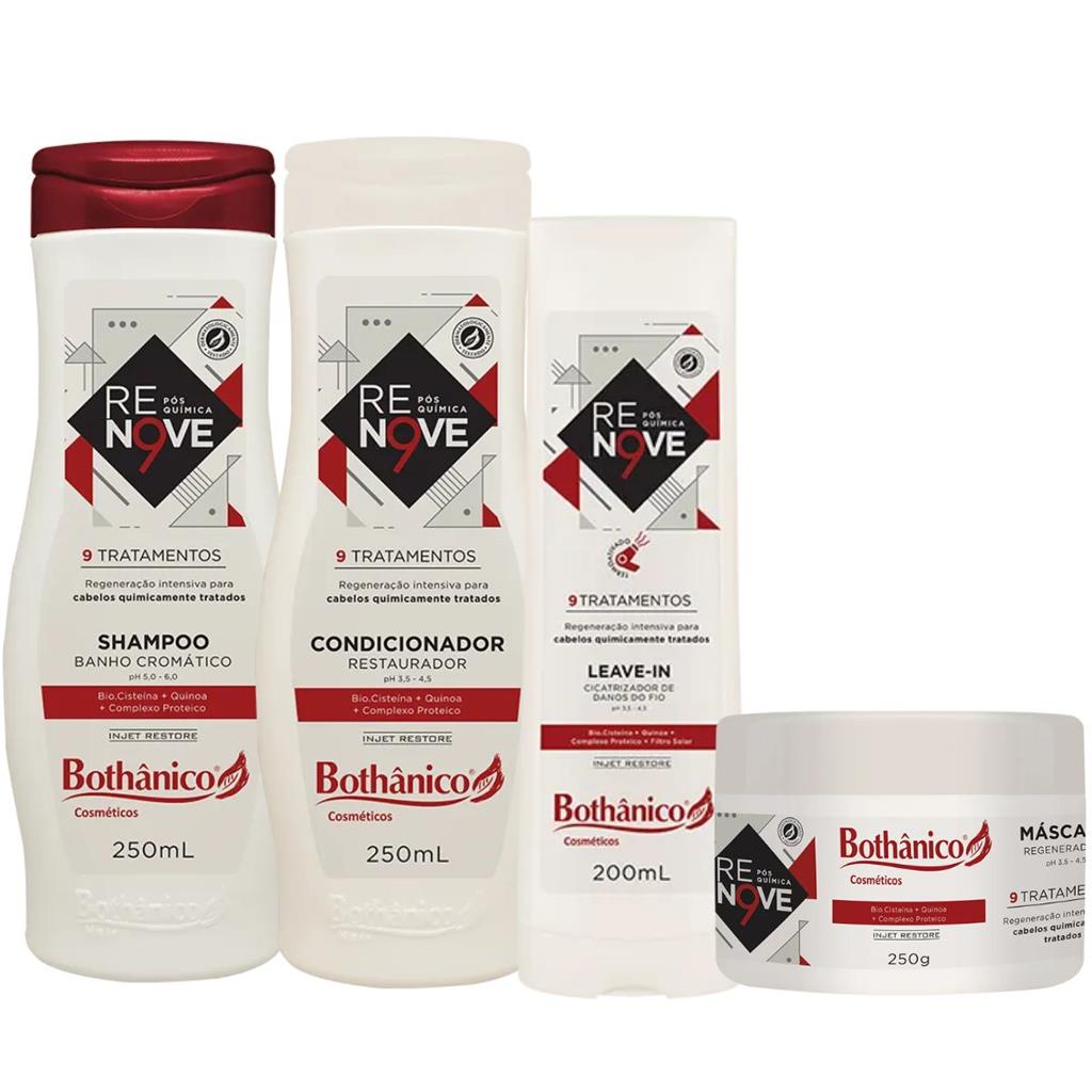 Kit Bothanico Renove 9 Cuidados Pos Quimica 4 Produtos 250ml