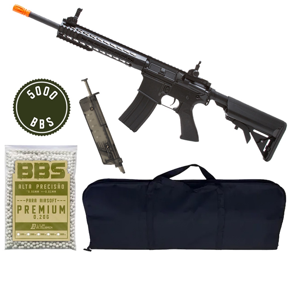 Rifle Airsoft Rajada Cyma M4a1 Cm515 Ar15 Gear Box Metal + 5000 bbs 0