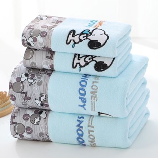 Conjunto De Toalhas De Banho De Algodão Mágico snoopy Azul/35 * 75cm/70 * 140cm