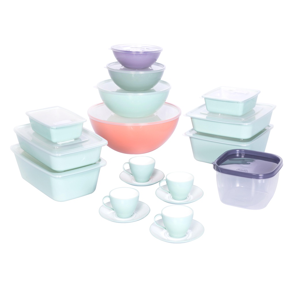 Conjunto de Tigelas de Plástico com Tampa Plasútil 15 Peças - Home & Living