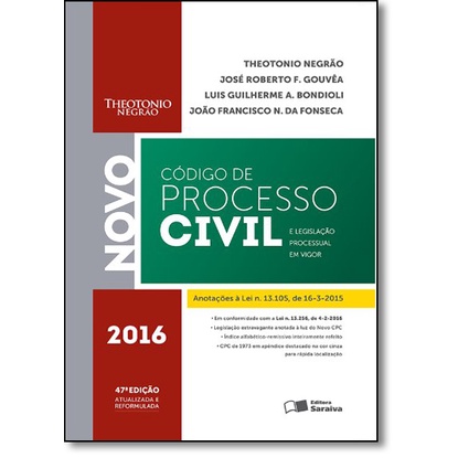 Código de Processo Civil e Legislação Processual em Vigor - 2016