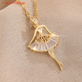 Uequilibrium Doce Elegante Bailarina Menina Cristal Zircônia Pingente Mulher Colares Novo