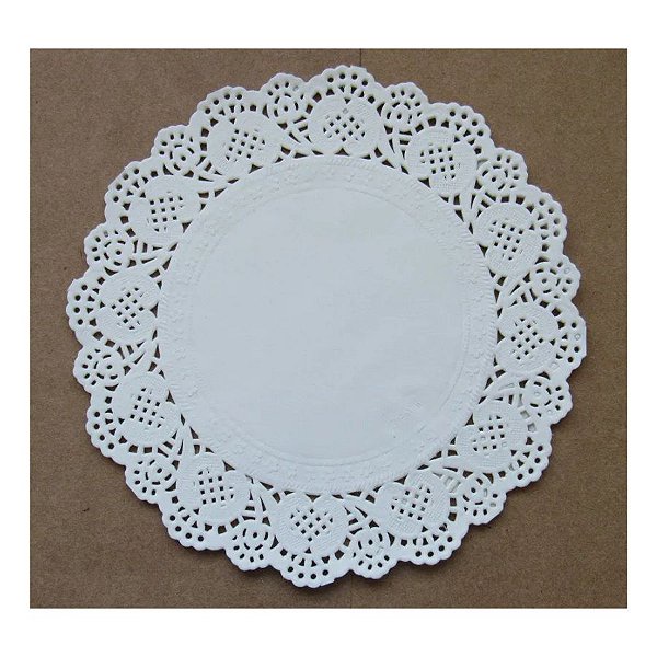 Fundo Rendado de Papel Redondo Branco 19cm - 24 un - Rizzo - Home & Living