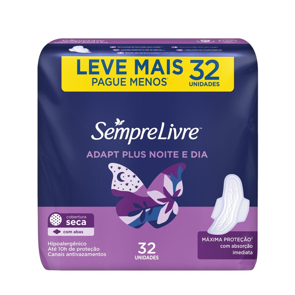 Absorvente Sempre Livre Adapt Plus Noite e Dia Seca Com Abas Leve Mais Pague Menos 32 Unidades em Oferta na Shopee