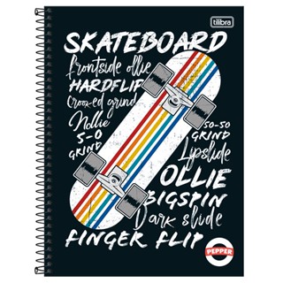 Caderno espiral capa dura universitário 1x1 80 folhas Pepper Skate Board Tilibra