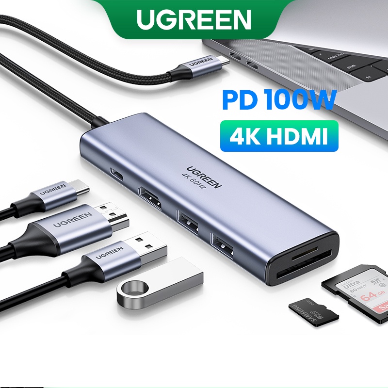 UGREEN USB C HUB 4K 60Hz Para HDMI 2.0 RJ45 3.0 PD Adaptador Alumínio MacBook Pro Air Surface 7 Samsung S22 - Computers & Accessories
