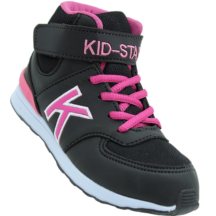 Tênis Infantil Feminino Cano Alto KidStar Botinha Preto Pink