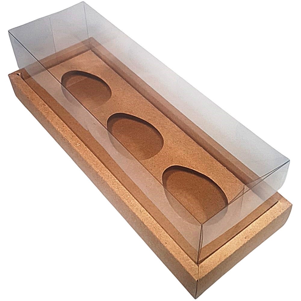 Caixa Ovo de Colher Triplo - Meio Ovo de 50g a 80g - Kraft - 5 unidades - Assk - Rizzo Distribuidora - Stationery