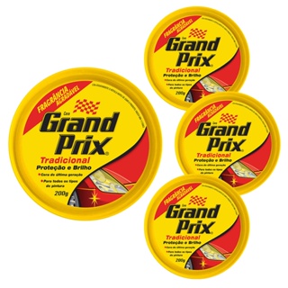 Cera em Pasta Tradicional Lata 200g Grand Prix 4 unidades - Cera Automotiva Auto Brilho Proteção UV em Oferta na Shopee