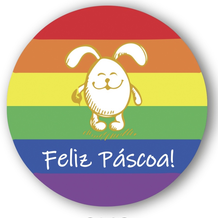 Adesivo "Feliz Páscoa Arco-Iris" - Ref.2142 - Hot Stamping - 30 unidades - Stickr - Rizzo em Oferta na Shopee