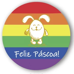 Adesivo "Feliz Páscoa Arco-Iris" - Ref.2142 - Hot Stamping - 30 unidades - Stickr - Rizzo