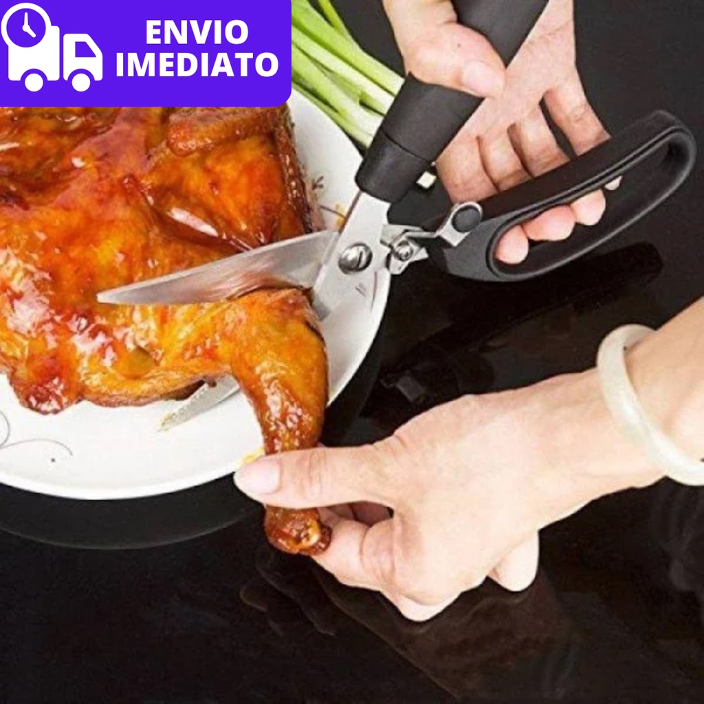 Tesoura de Cozinha Multifunções Corta e Desossa Frango Corta Peixes Alimentos