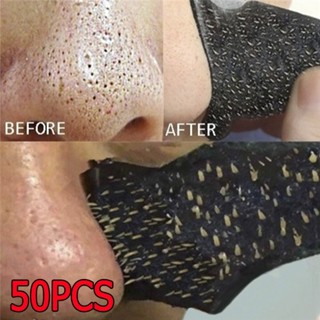 50 Pcs Bambu Carvão Profundo Limpeza Nariz Tira Cravo Nasal Ponto Facial Dot Adesivo Máscara Cabeça Preta Acne