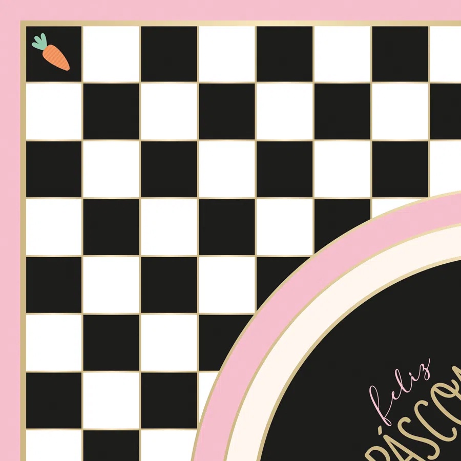 Saco Express 44x44cm para Ovos de 500g a 750g Quadros Rosa - 5 unidades - Cromus Páscoa - Rizzo Distribuidora