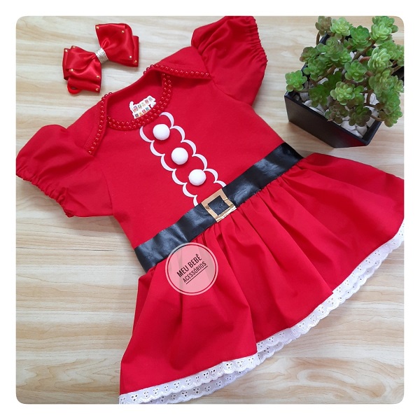 Vestido Mamãe Noel Bebê Meu Primeiro Natal Body Infantil  Menina Réveillon Personalizado Ano Novo