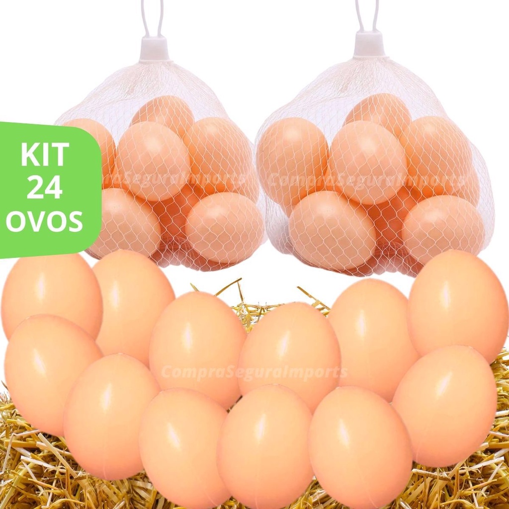 Kit 24 Ovos Falsos Brincadeira Plástico Galinha Para Indez