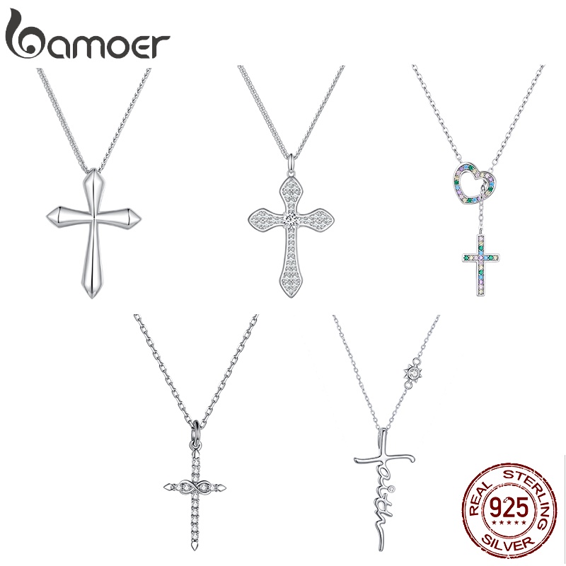 Bamoer 925 Sterling Silver Cross Collection Colar Moda Joias Para Mulheres E Homens em Oferta na Shopee