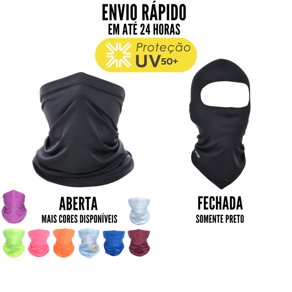 Balaclava Bandana Tubular Touca Ninja Proteção UV50+ Multifuncional