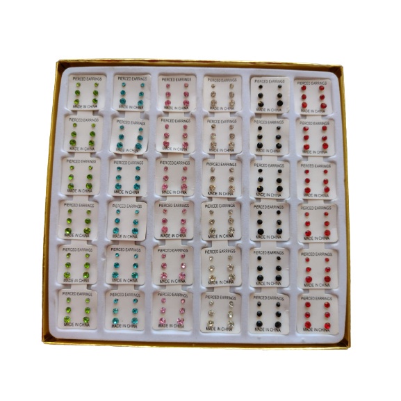 Cartelas TAMANHO VARIADO De Brinco Terceiro Furo De Silicone Antialergico Com Pedrinhas De Strass CONTEM 108 PARES