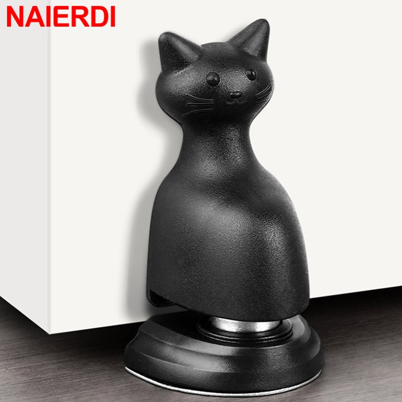 Naierdi ABS Batentes de Porta Criativa em Forma de Gato Tampa Magnética Não-furo Suporte de Porta Anticolisão à prova de vento Sucção da Porta Anticolisão em Oferta na Shopee