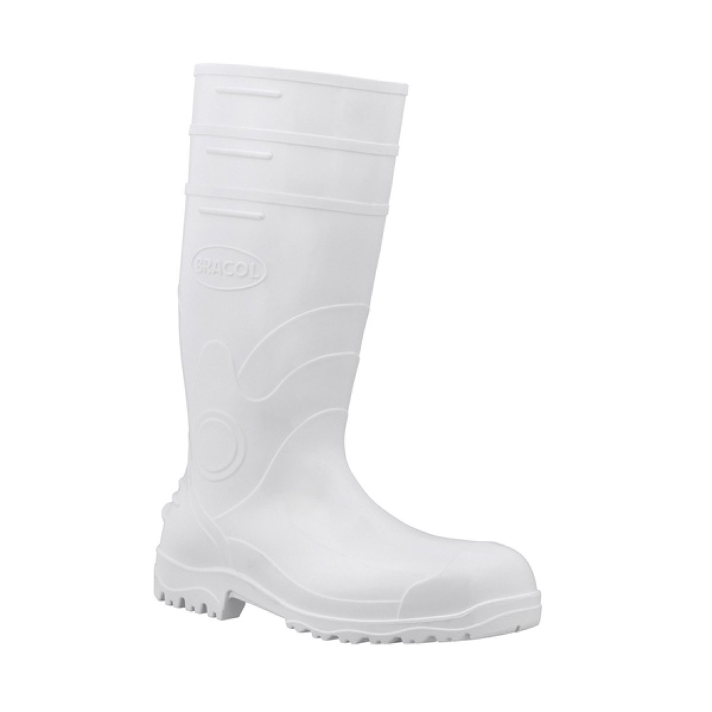 Bota Galocha PVC Cano Longo Branca Sem Forro Bracol CA 37455