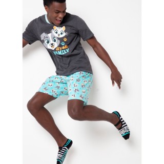 Pijama Manga Curta Masculino Família Pets - Puket