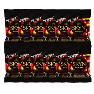 Kit C/ 12 Pacts Preservativo SKYN Sexy Cherry c/ 3 Un Cada