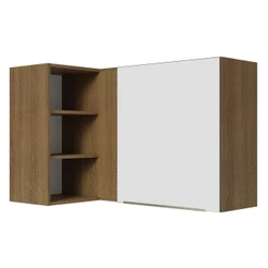 Armário Aéreo de Canto com Adega Acoplada Madesa Lux 1 Porta - Rustic/Branco Veludo