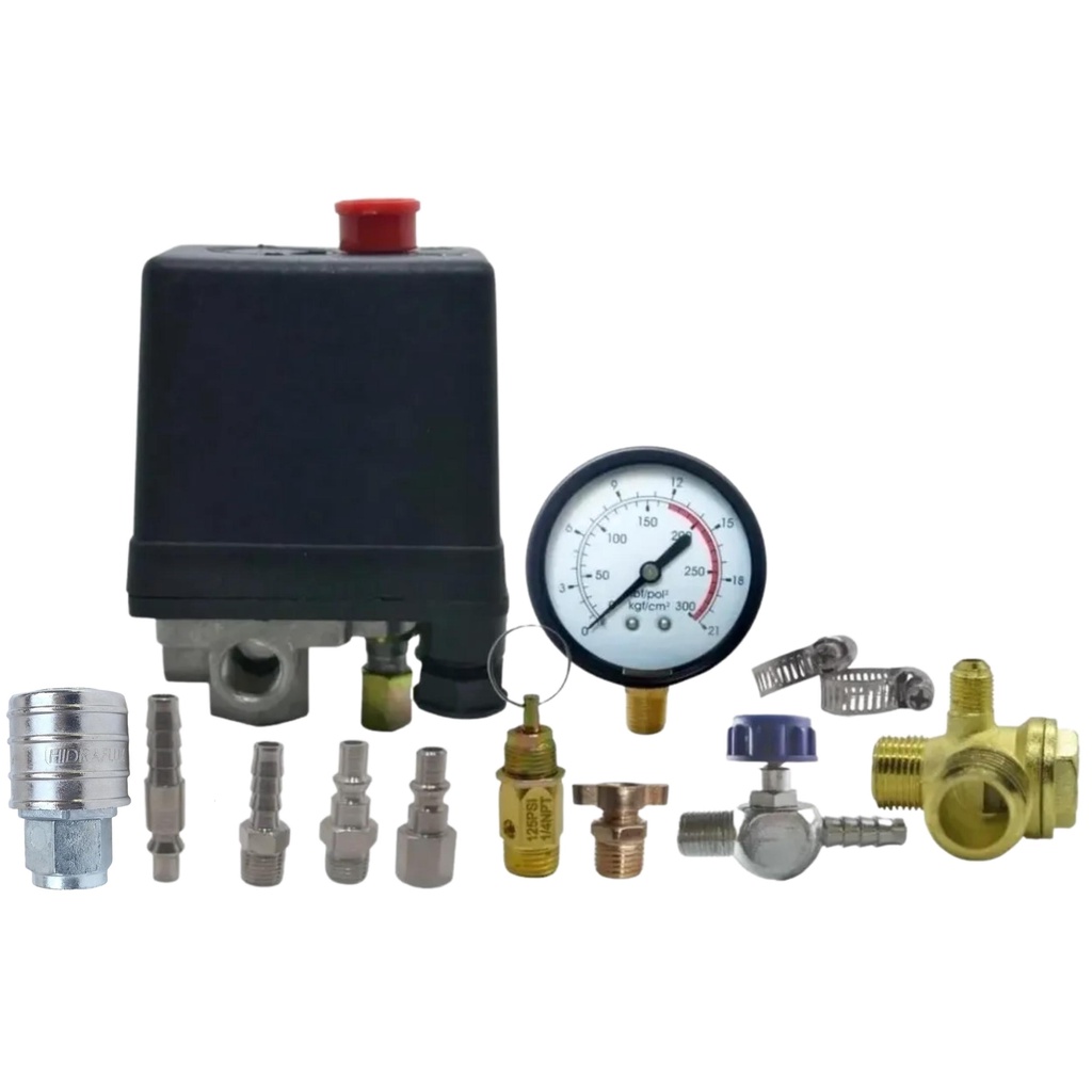 Kit Pressostato para Compressor Ferrari, Schulz, Motomil e Chiaperini (Completo)